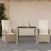 Image de Vidaxl Ensemble De Bistro 3 Pcs Avec Coussins Beige RÃ©sine TressÃ©e