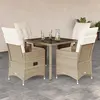 Image de vidaXL Ensemble à manger de jardin avec coussins 5pcs Beige poly rotin