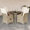 Image de Vidaxl Ensemble Ã Manger De Jardin Avec Coussins 5pcs Beige Poly Rotin