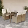 Image de Vidaxl Ensemble Ã Manger De Jardin Avec Coussins 5pcs Beige Poly Rotin