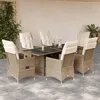 Image de Vidaxl Ensemble Ã Manger De Jardin Et Coussins 7 Pcs Beige Poly Rotin