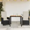 Image de vidaXL Ensemble de bistro 3 pcs avec coussins noir résine tressée