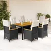 Image de vidaXL Vidaxl Ensemble À Manger De Jardin Coussins 7pcs Noir Résine Tressée