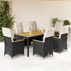 Image de Vidaxl Ensemble Ã Manger De Jardin Coussins 7pcs Noir RÃ©sine TressÃ©e