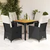 Image de vidaXL Ensemble à manger de jardin coussins 5pcs Noir Résine tressée3276856