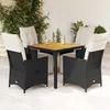 Image de Vidaxl Ensemble Ã Manger De Jardin Coussins 5pcs Noir RÃ©sine TressÃ©e