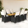 Image de Vidaxl Ensemble Ã Manger De Jardin 9pcs Coussins Noir RÃ©sine TressÃ©e