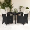 Image de Vidaxl Ensemble Ã Manger De Jardin Coussins 5pcs Noir RÃ©sine TressÃ©e