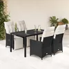 Image de Vidaxl Ensemble Ã Manger De Jardin Coussins 5pcs Noir RÃ©sine TressÃ©e
