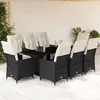 Image de Vidaxl Ensemble Ã Manger De Jardin 9pcs Coussins Noir RÃ©sine TressÃ©e