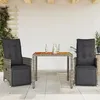 Image de Vidaxl Ensemble De Bistro De Jardin 3 Pcs Coussins Gris Poly Rotin