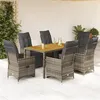 Image de vidaXL Ensemble de bistro de jardin 7 pcs coussins gris poly rotin