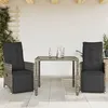 Image de Vidaxl Ensemble De Bistro De Jardin 3 Pcs Coussins Gris Poly Rotin