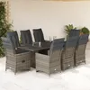 Image de Vidaxl Ensemble De Bistro De Jardin 9 Pcs Coussins Gris Poly Rotin