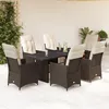 Image de vidaXL Vidaxl Ensemble De Bistro De Jardin 7 Pcs Coussins Marron Poly Rotin