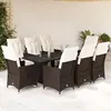 Image de Vidaxl Ensemble De Bistro De Jardin 9 Pcs Coussins Marron Poly Rotin