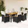 Image de vidaXL Vidaxl Ensemble De Bistro De Jardin 7 Pcs Coussins Noir Poly Rotin