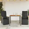 Image de vidaXL Ensemble de bistro de jardin 3 pcs coussins gris poly rotin