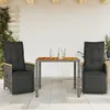 Image de Vidaxl Ensemble De Bistro De Jardin 3 Pcs Coussins Gris Poly Rotin