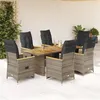 Image de vidaXL Ensemble de bistro de jardin 7 pcs coussins gris poly rotin