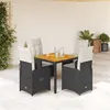Image de vidaXL Ensemble de bistro de jardin 5 pcs coussins noir poly rotin