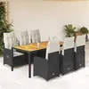 Image de vidaXL Ensemble de bistro de jardin 7 pcs coussins noir poly rotin