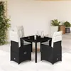 Image de vidaXL Ensemble de bistro de jardin 5 pcs coussins noir poly rotin