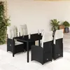 Image de vidaXL Ensemble de bistro de jardin 5 pcs coussins noir poly rotin