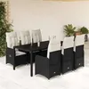 Image de vidaXL Ensemble de bistro de jardin 7 pcs coussins noir poly rotin