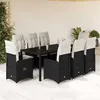 Image de vidaXL Ensemble de bistro de jardin 9 pcs coussins noir poly rotin