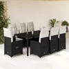 Image de Vidaxl Ensemble De Bistro De Jardin 9 Pcs Coussins Noir Poly Rotin