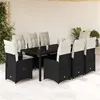 Image de vidaXL Ensemble de bistro de jardin 9 pcs coussins noir poly rotin