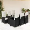 Image de vidaXL Ensemble de bistro de jardin 7 pcs coussins noir poly rotin