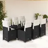 Image de vidaXL Ensemble de bistro de jardin 9 pcs coussins noir poly rotin