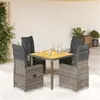 Image de vidaXL Ensemble de bistro de jardin 5 pcs coussins gris poly rotin