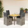 Image de vidaXL Ensemble de bistro de jardin 5 pcs coussins gris poly rotin