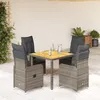 Image de vidaXL Vidaxl Ensemble De Bistro De Jardin 5 Pcs Coussins Gris Poly Rotin