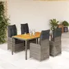 Image de vidaXL Ensemble de bistro de jardin 5 pcs coussins gris poly rotin