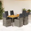 Image de vidaXL Ensemble de bistro de jardin 7 pcs coussins gris poly rotin