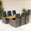 Image de vidaXL Ensemble de bistro de jardin 7 pcs coussins gris poly rotin
