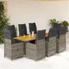 Image de vidaXL Ensemble de bistro de jardin 9 pcs coussins gris poly rotin