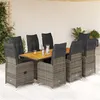 Image de vidaXL Ensemble de bistro de jardin 9 pcs coussins gris poly rotin