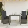 Image de vidaXL Ensemble de bistro de jardin 3 pcs coussins gris poly rotin
