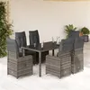 Image de vidaXL Ensemble de bistro de jardin 7 pcs coussins gris poly rotin