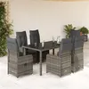 Image de vidaXL Ensemble de bistro de jardin 5 pcs coussins gris poly rotin