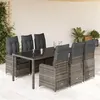 Image de vidaXL Ensemble de bistro de jardin 7 pcs coussins gris poly rotin