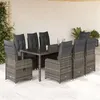 Image de vidaXL Ensemble de bistro de jardin 9 pcs coussins gris poly rotin
