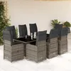 Image de vidaXL Ensemble de bistro de jardin 9 pcs coussins gris poly rotin