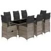 Image de vidaXL Ensemble de bistro de jardin 9 pcs coussins gris poly rotin