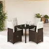 Image de vidaXL Ensemble de bistro de jardin 5 pcs coussins marron poly rotin